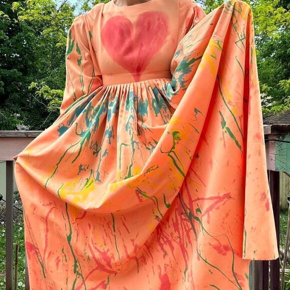 vintage painted prom wedding dress Streetwear art - Picture 3 of 8